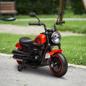 Aosom 6V Kids Motorcycle with Training Wheels, Foot Pedal, Headlight, Music, Forward/Reverse, Single-Button Start