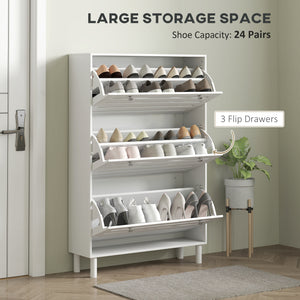 Narrow Shoe Storage Cabinet, 3 Flip Drawers, Adjustable Shelves, 18-24 Pairs Capacity, Black – view 10