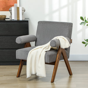 Cashmere Accent Chair Armchair with Wide Seat and Soft Padded Armrests for Reading, Bedroom, Cream White – view 21