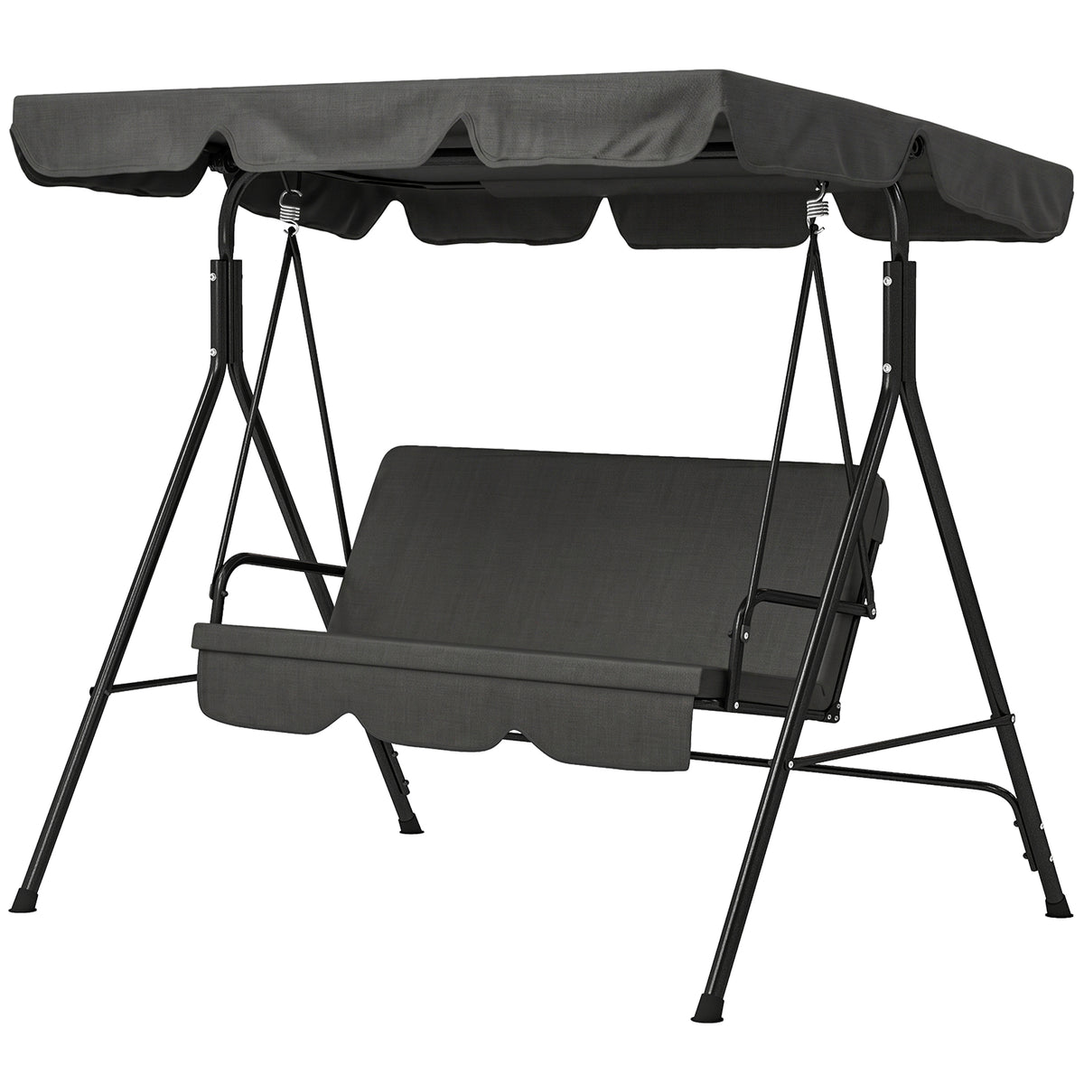 3-Seater Outdoor Porch Swing with Adjustable Canopy, Patio Swing Chair for Garden, Poolside, Backyard, Green and White