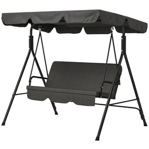 3-Seater Outdoor Porch Swing with Adjustable Canopy, Patio Swing Chair for Garden, Poolside, Backyard, Green and White