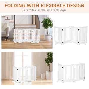 Free Standing Wooden Pet Gate Indoor Dog Barrier Foldable Step Over Doorway Fence Safety Gate with Open Door – view 4
