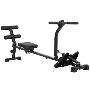 Soozier Hydraulic Rowing Machine with LCD Monitor, Sit-Up Function for Home Gym, Black