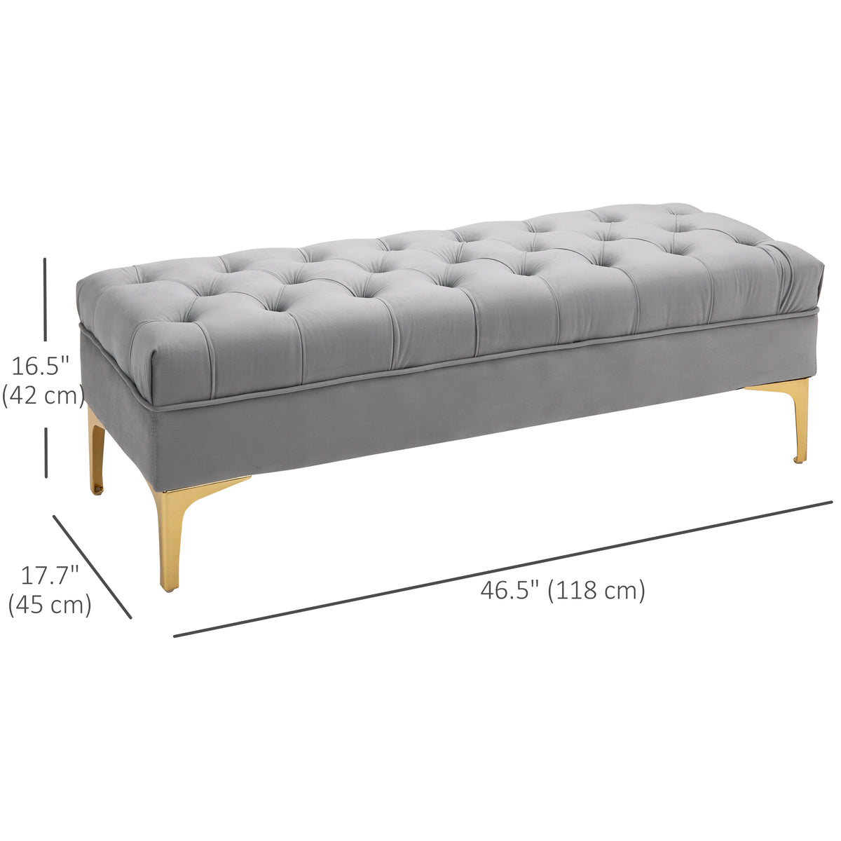 End of Bed Bench, Upholstered Bench, Entryway Shoe Bench with Button Tufted for Living Room, Bedroom, Blue – view 16
