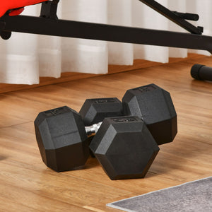 Soozier 2 x 50lbs Rubber Dumbbells Weight Set, Dumbbell Hand Weight for Body Fitness Training, Home Office Gym, Black