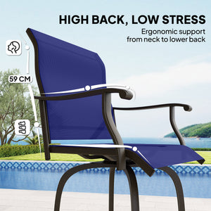 Outdoor Bar Stools Set of 2, Swivel Bar Height Chairs with High Back, Curved Armrests and Steel Frame, Black – view 12