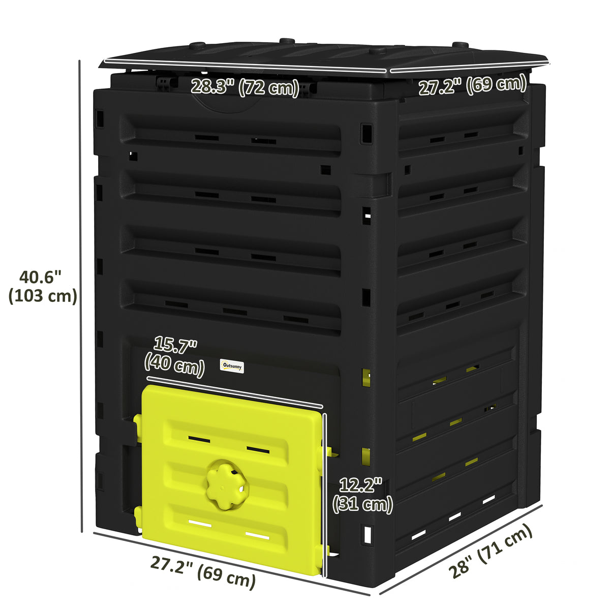 Compost Bin, Garden Composter with 80 Vents and 2 Doors, 120 Gallon (450L), Brown – view 16