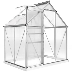 6' x 8' x 6.5' Walk-in Greenhouse, Polycarbonate Greenhouse with Adjustable Roof Vent, Base, Sliding Door – view 7