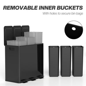 Garbage Bin, Soft-Close Trash Can with Foot Pedal, 3x5 Gallon (3x20 L) Garbage Can with Removable Inner – view 6