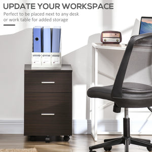 Mobile Filing Cabinet, Vertical File Cabinet with 2 Drawers, Wheels, for Letter or A4 File, Natural