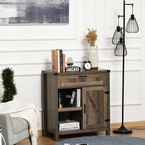 Rustic Barn Door Storage Cabinet Modern Farmhouse Buffet Sideboard for Kitchen & Dining Room Dark Oak – view 7