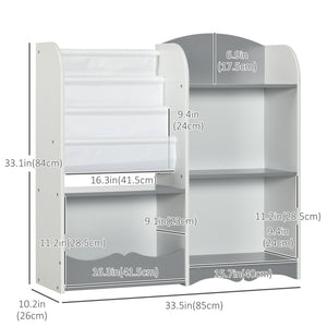 Qaba Kids Toy Storage Organizer Shelf, Children Bookshelf for Bedroom, Playroom, Nursery, Grey