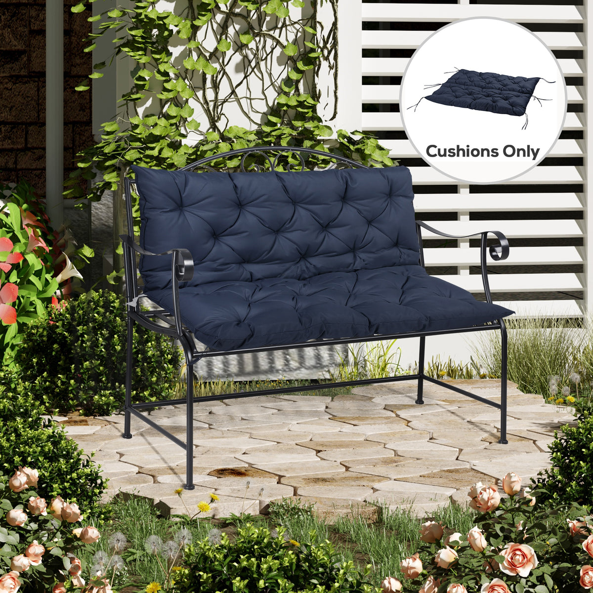 2 Seater Garden Bench Cushion, Soft Thick Outdoor Non-Slip 2 Seater Soft Pad With Backrest for Garden – view 20