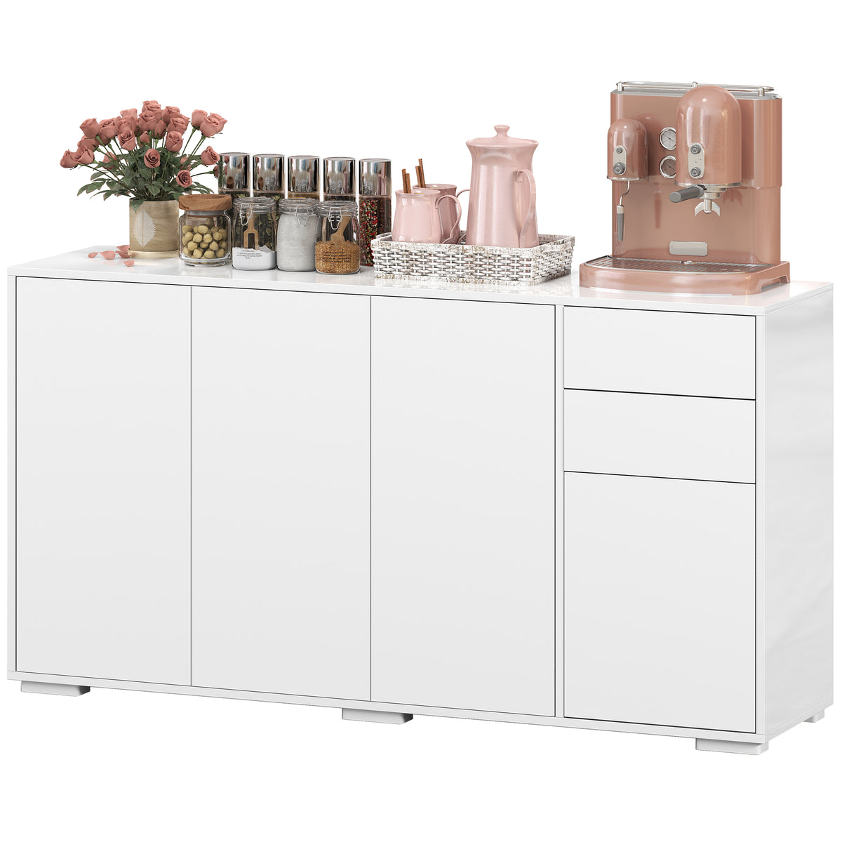Kitchen Sideboard Storage Cabinet, Modern Coffee Bar with Push-Open Design and 2 Drawers for Living Room – view 5