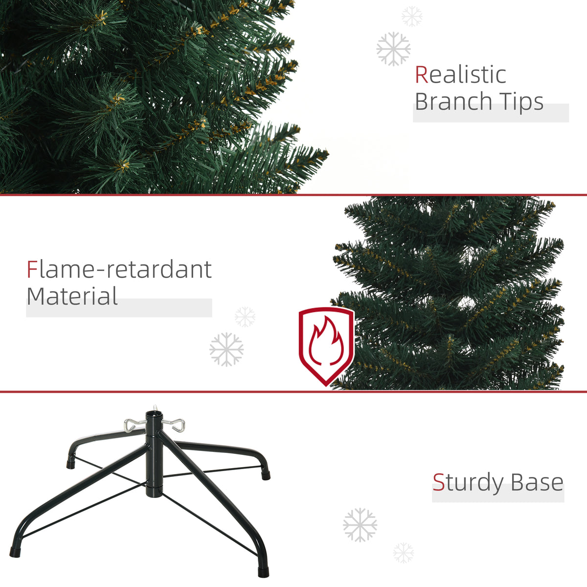 6FT Artificial Christmas Tree Xmas Pencil Tree Holiday Home Indoor Decoration with Foldable Black Stand for Party, Green