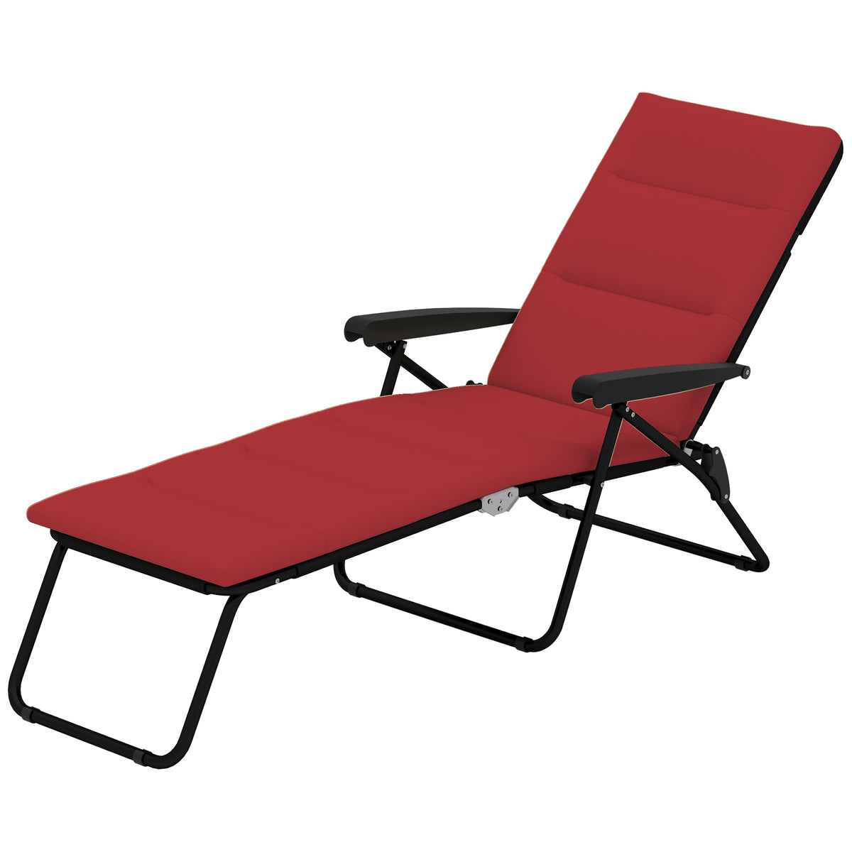 Foldable Lounge Chair, Reclining Patio Sun Lounger with 6-Position Adjustable Back, Blue and White