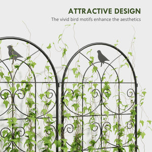 Set of 2 Metal Garden Trellis, Decorative Trellis Panels, Bird Design, 120 x 50 cm, Black – view 4