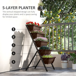 5-Tier Raised Garden Bed with 5 Planter Box, Outdoor Plant Stand Grow Containers with Leaking Holes, Black – view 10