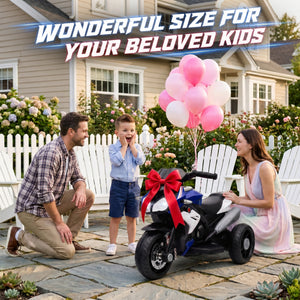 Qaba Kids Electric Motorcycle Ride-On Toy with 3 Wheels, Music, Horn, Lights
