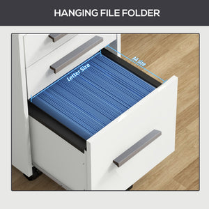 3 Drawer File Cabinet with Lock and Edged Top, Lockable Filing Cabinet on Wheels for Letter and A4 Size – view 6