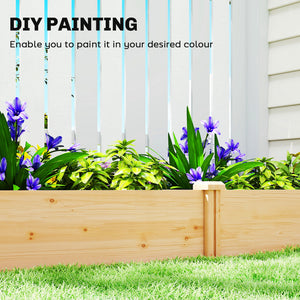 Wooden Raised Garden Bed, Outdoor Planter Box with Divider and Open Bottom for Flowers, Herbs, Vegetables, DIY Painting