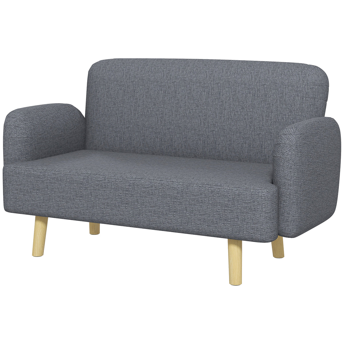 Velvet Feel Fabric 2 Seater Sofa, Small Sofa Loveseat with 8.3" Thick Padding and Wood Legs, Black – view 15