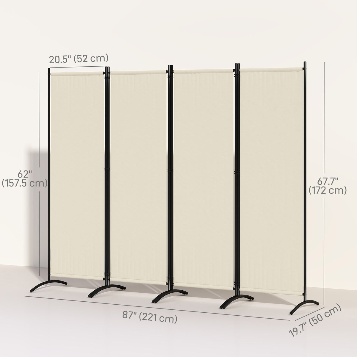 Folding Room Divider, Privacy Screen for Home Office Bedroom, 5.6FT Tall, Dark Grey – view 9