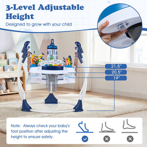 Baby Activity Center Baby Jumper and Bouncer with 6 Interactive Toys Lights and Music-Blue view 6
