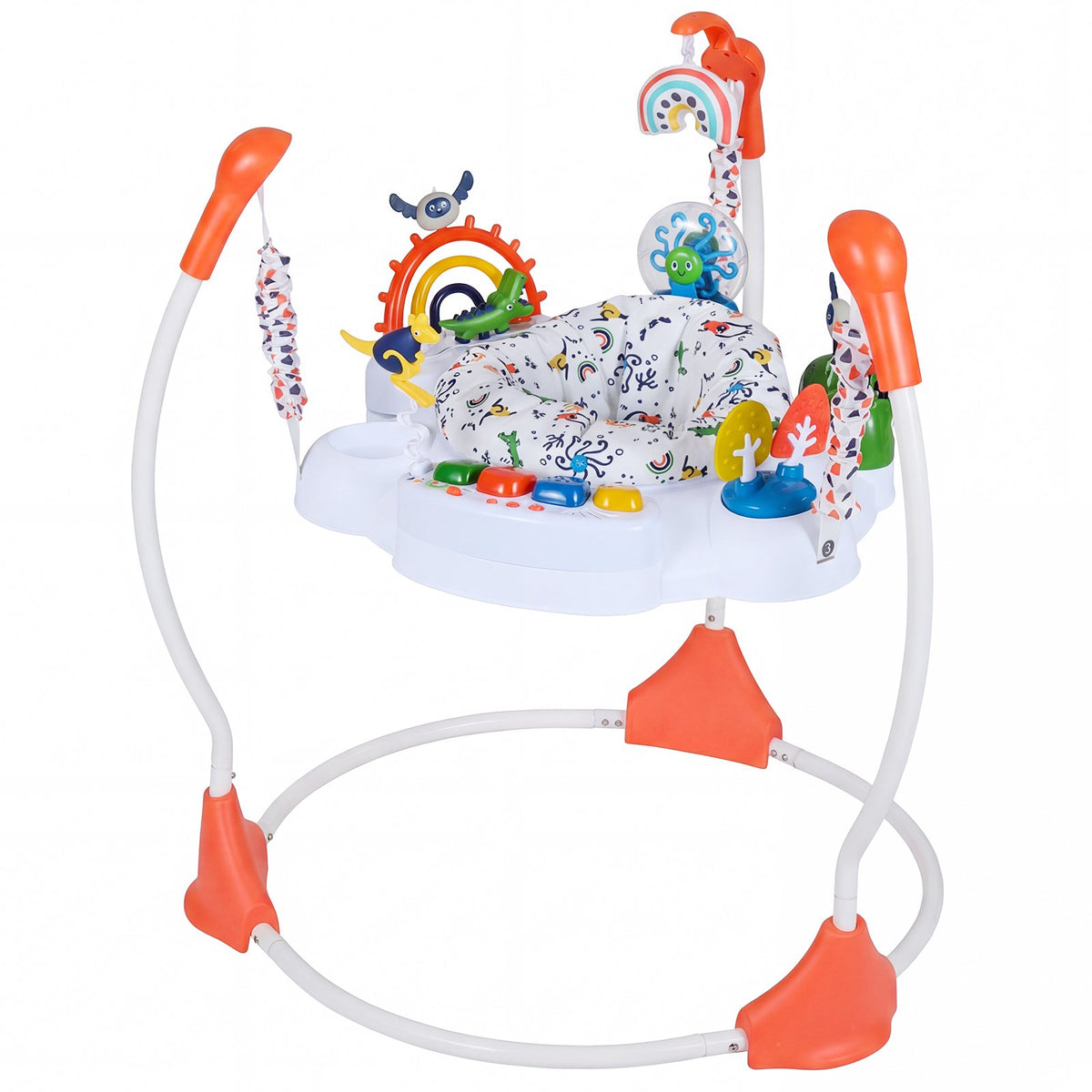 Baby Activity Center Baby Jumper and Bouncer with 6 Interactive Toys Lights and Music-Orange