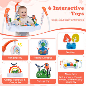 Baby Activity Center Baby Jumper and Bouncer with 6 Interactive Toys Lights and Music-Orange view 4