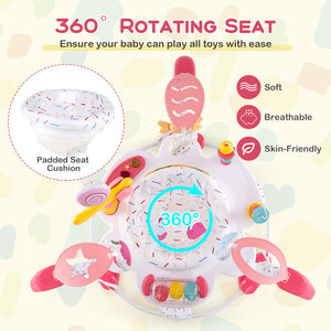 Baby Activity Center Height Adjustable Baby Bouncing Saucer with Interactive Toys-Pink view 5
