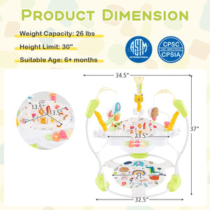 Baby Activity Center Height Adjustable Baby Bouncing Saucer with Interactive Toys-Yellow view 4