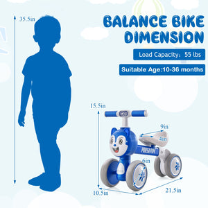 Baby Balance Bike No Pedal Lightweight Infant 4 Wheels Baby Bicycle-Blue view 5