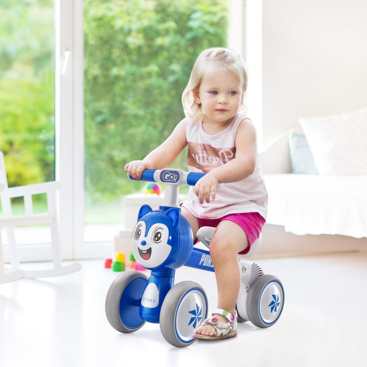 Baby Balance Bike No Pedal Lightweight Infant 4 Wheels Baby Bicycle-Blue view 6