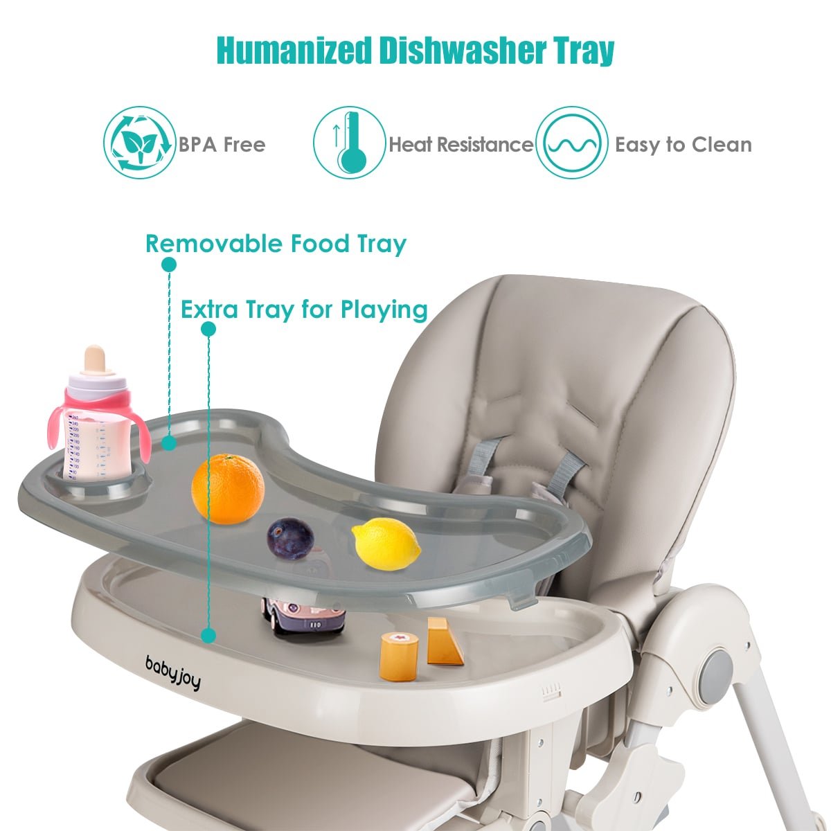 Baby Convertible High Chair with Wheels-Gray view 6