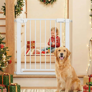 Baby Gate for Stairs Pressure Mounted Auto-Close Door Gate-White view 3