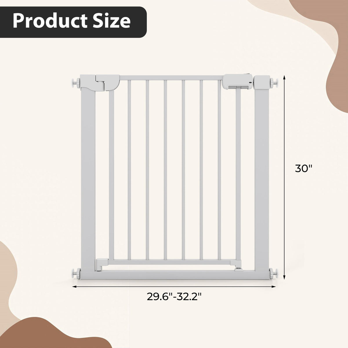 Baby Gate for Stairs Pressure Mounted Auto-Close Door Gate-White view 5