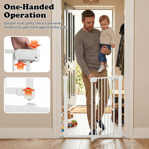 Baby Gate for Stairs Pressure Mounted Auto-Close Door Gate-White view 9