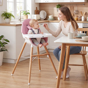 Baby High Chair with Dishwasher Safe Tray-Pink view 3