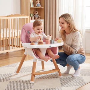 Baby High Chair with Dishwasher Safe Tray-Pink view 5