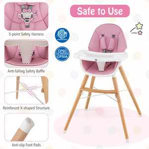 Baby High Chair with Dishwasher Safe Tray-Pink view 8