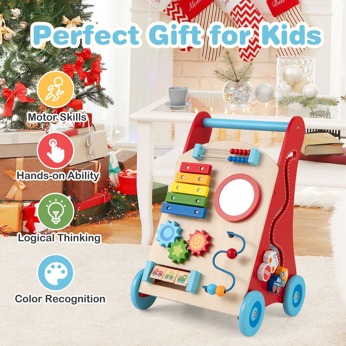 Baby Push Walker with Handle and Wheels for Boys & Girls 3+ Years Old-Muticolor view 6