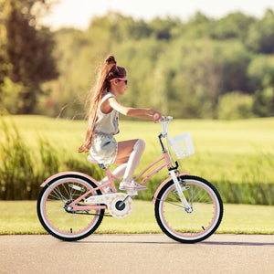 18 Inch Kids Adjustable Bike Toddlers with Training Wheels-Pink view 2