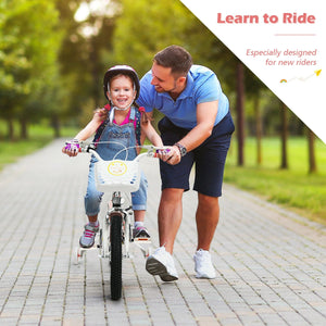 18 Inch Kids Adjustable Bike Toddlers with Training Wheels-Pink view 3