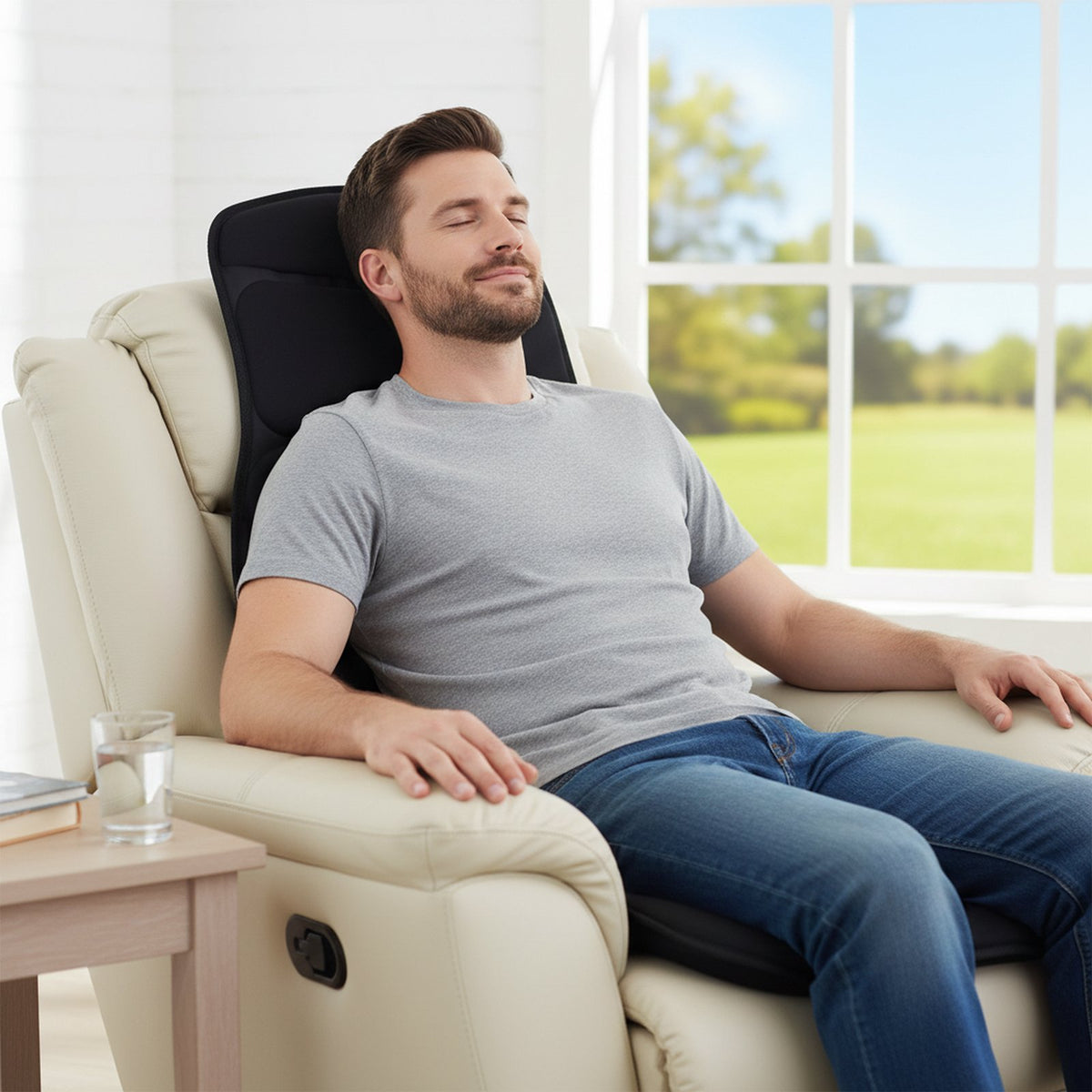 Back Massager Seat Cushion with Heat and 10 Vibration Motors for Pain Relief-Black view 5