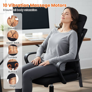 Back Massager Seat Cushion with Heat and 10 Vibration Motors for Pain Relief-Black view 8