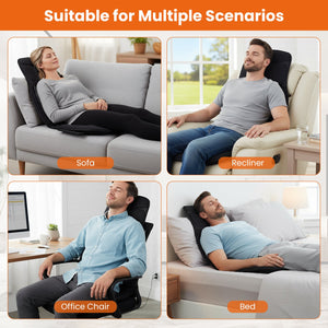 Back Massager Seat Cushion with Heat and 10 Vibration Motors for Pain Relief-Black view 9