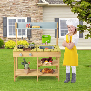Backyard Pretend Play Toy Kitchen with Stove Top view 3