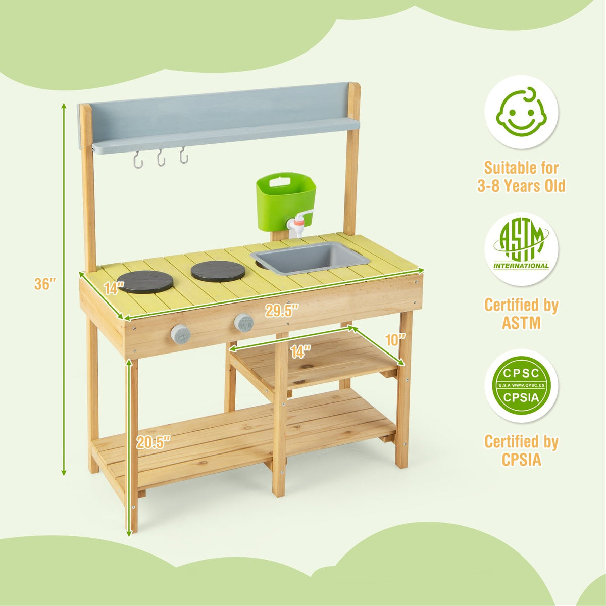 Backyard Pretend Play Toy Kitchen with Stove Top view 5