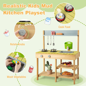 Backyard Pretend Play Toy Kitchen with Stove Top view 6